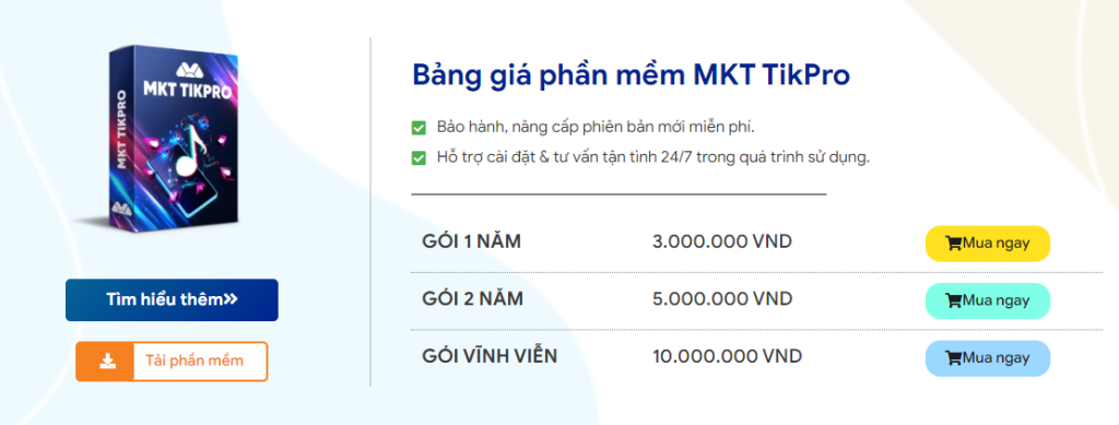 Bảng giá MKT TikPro